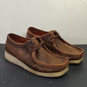 Clarks Original Wallabees Womens Size 8.5 M Brown Leather Chukka‎ Wedge Boots